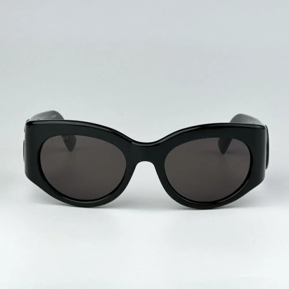 NEW Gucci GG1544S 001 Black Grey Unisex Oval Sunglasses GG 1544S